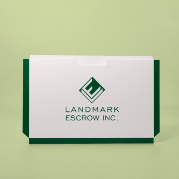 Simple printed presentation folder with green accent